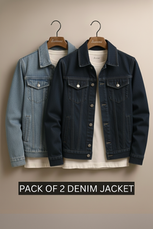 PACK OF 2 DARK BLUE & LIGHT BLUE DENIM JACKET - UNISEX