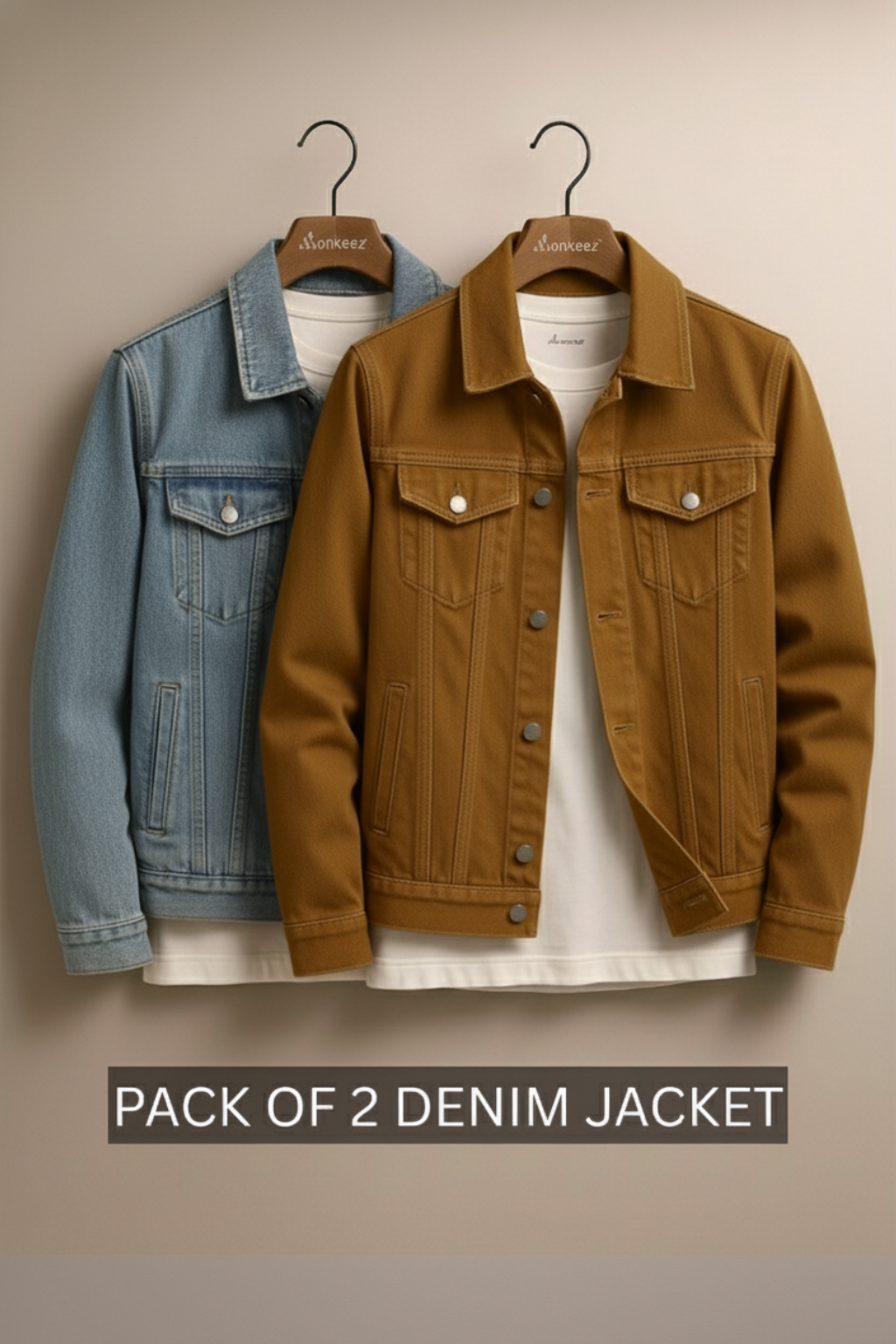 PACK OF 2 LIGHT BLUE & MUSTARD DENIM JACKET - UNISEX