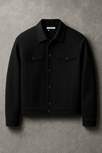 Black Korean Fleece Minimalist Jacket - Unisex