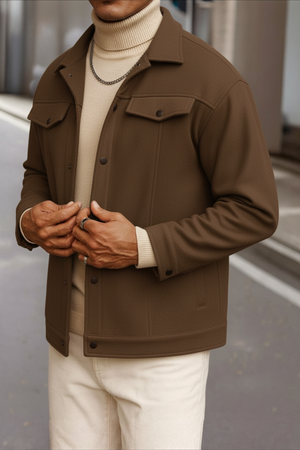 Chocolate Brown Korean Minimalist Jacket - Unisex