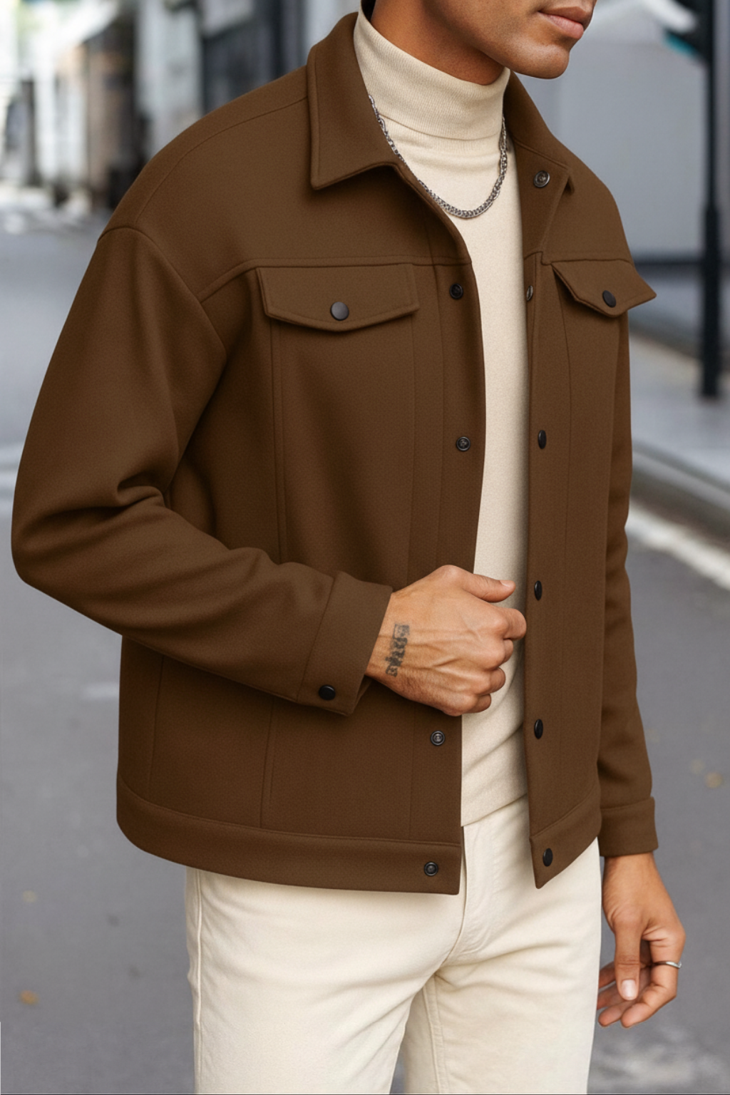 Pack Of 2 Black & Brown Korean Minimalist Jacket - Unisex