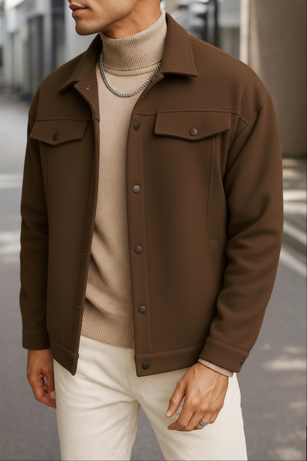 Pack Of 2 Black & Brown Korean Minimalist Jacket - Unisex