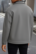 Charcoal Korean Fleece Minimalist Jacket - Unisex