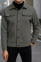 Charcoal Korean Fleece Minimalist Jacket - Unisex