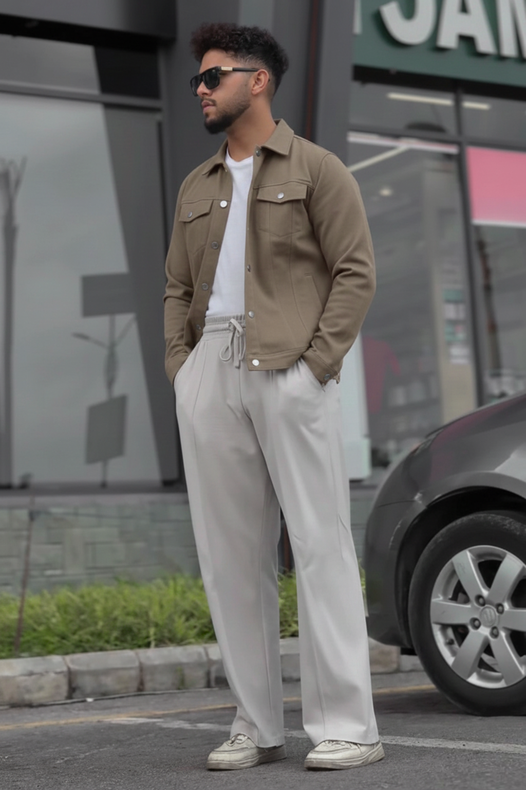 BEIGE DENIM JACKET - UNISEX