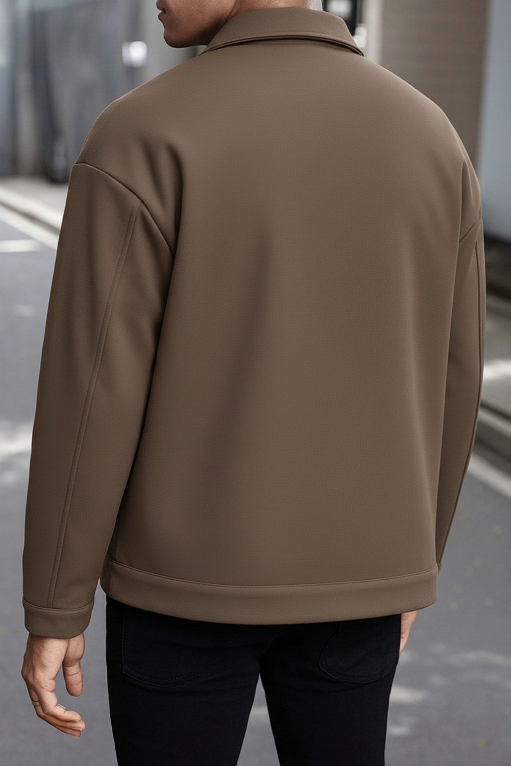 Dull Brown Korean Fleece Minimalist Jacket - Unisex