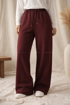 COMBO OF 2 - Plain Relaxed Wide Hem TrackPants - Maroon - FOR HER