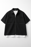 French Terry Minimalist Korean Shirt - Black