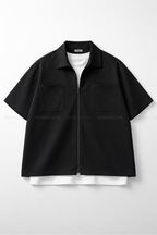 Co-Ord Set – Korean Minimalist Shirt × Plain Cargo Wide Bottom Track Pant (Unisex)