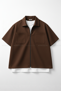 French Terry Minimalist Korean Shirt - Brown