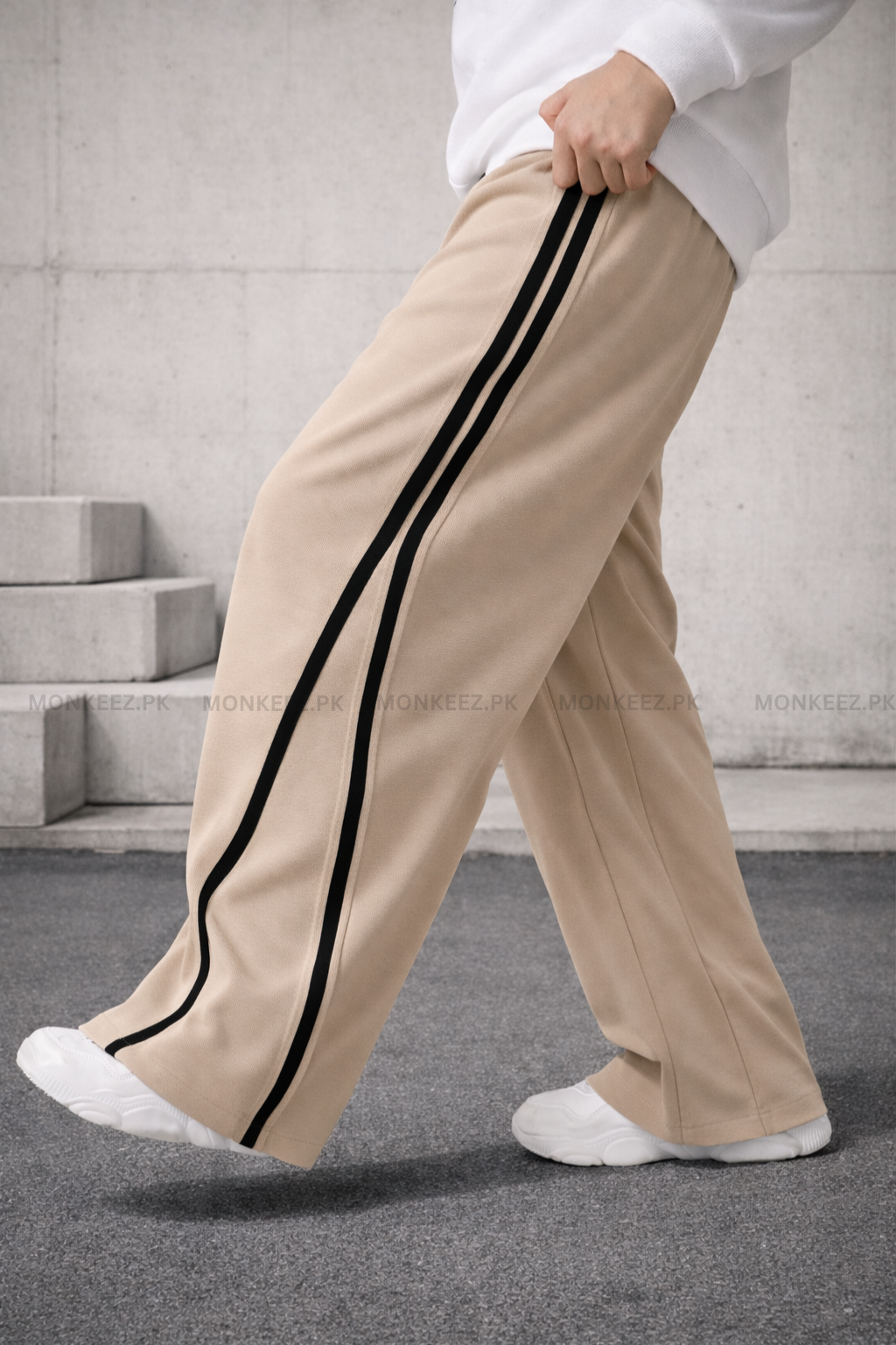 Parallel Stripe Wide Track Pants - Black/White - UNISEX