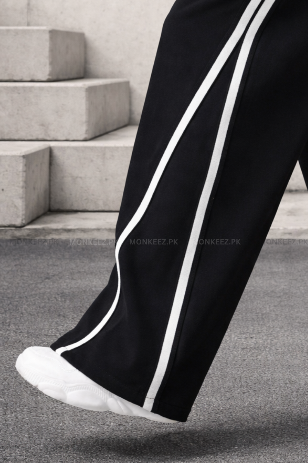 Parallel Stripe Wide Track Pants - Black/White - UNISEX