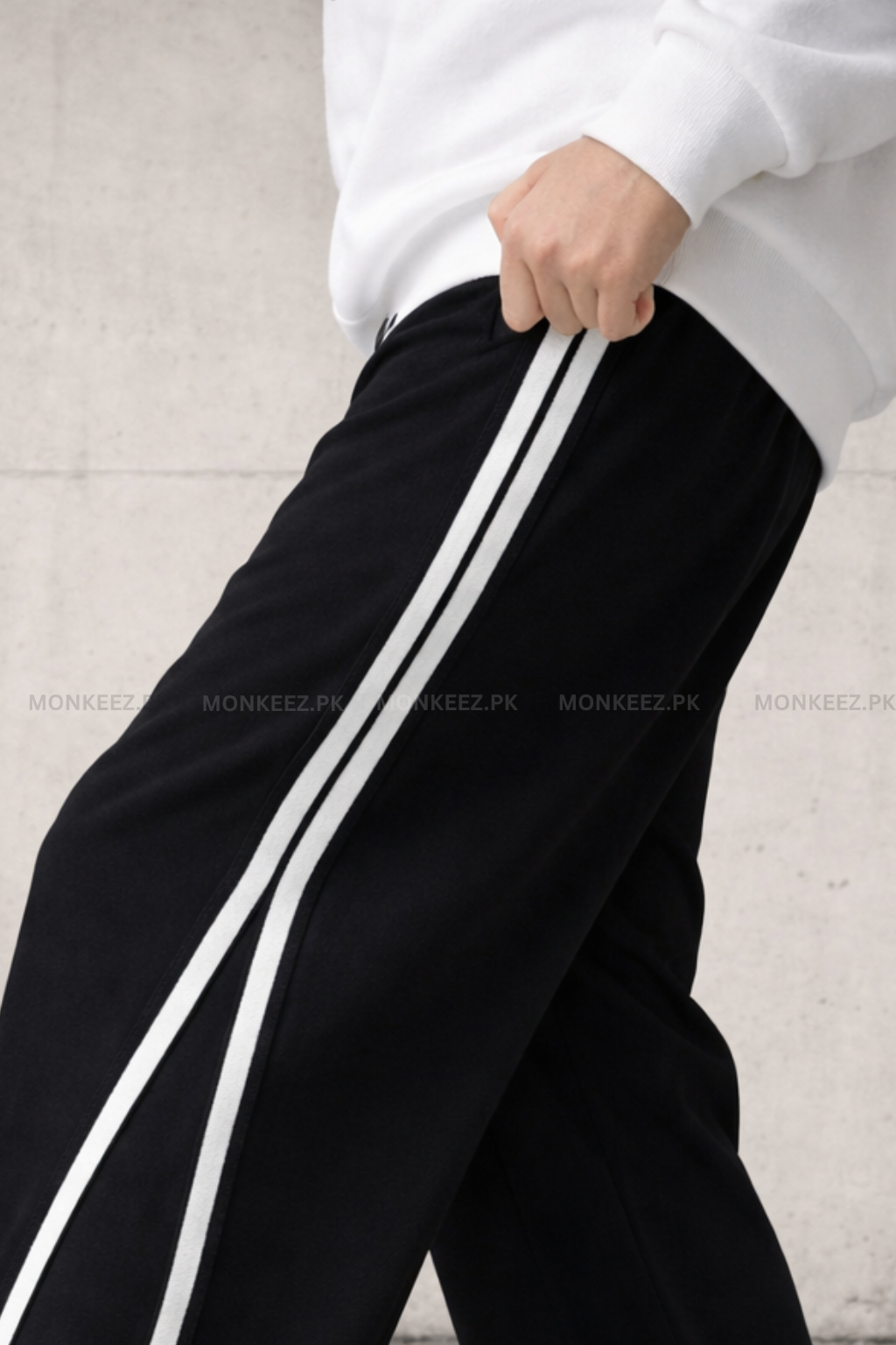Parallel Stripe Wide Track Pants - Black/White - UNISEX