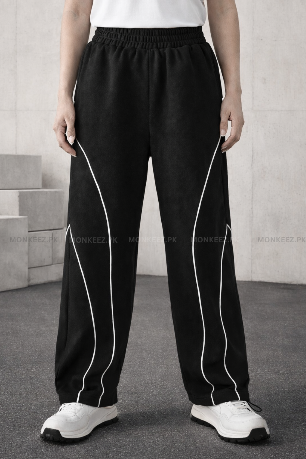 Co-Ord Set – Acid Wash Soaring Hope Oversized Tee × ArcLane Curve Piping Wide TrackPants (Unisex)