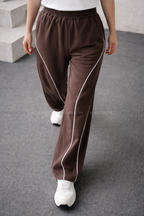 ArcLane Curve Piping Wide TrackPants - Brown - UNISEX