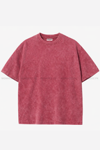 Acid Wash Oversized Tee - Maroon - Unisex