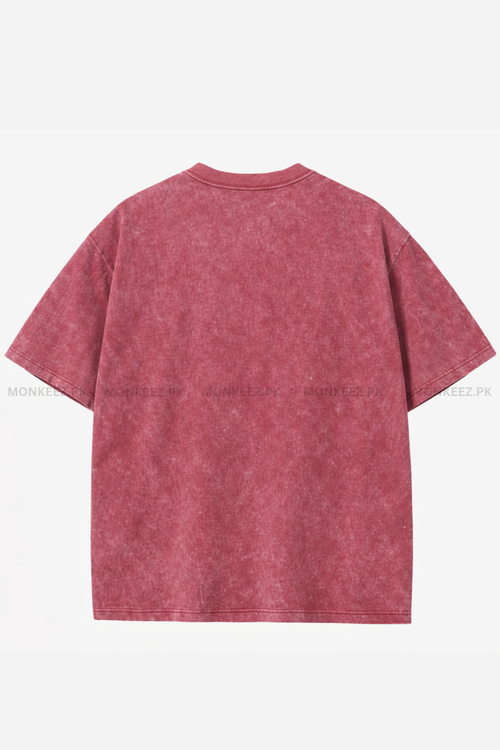 Acid Wash Oversized Tee - Maroon - Unisex
