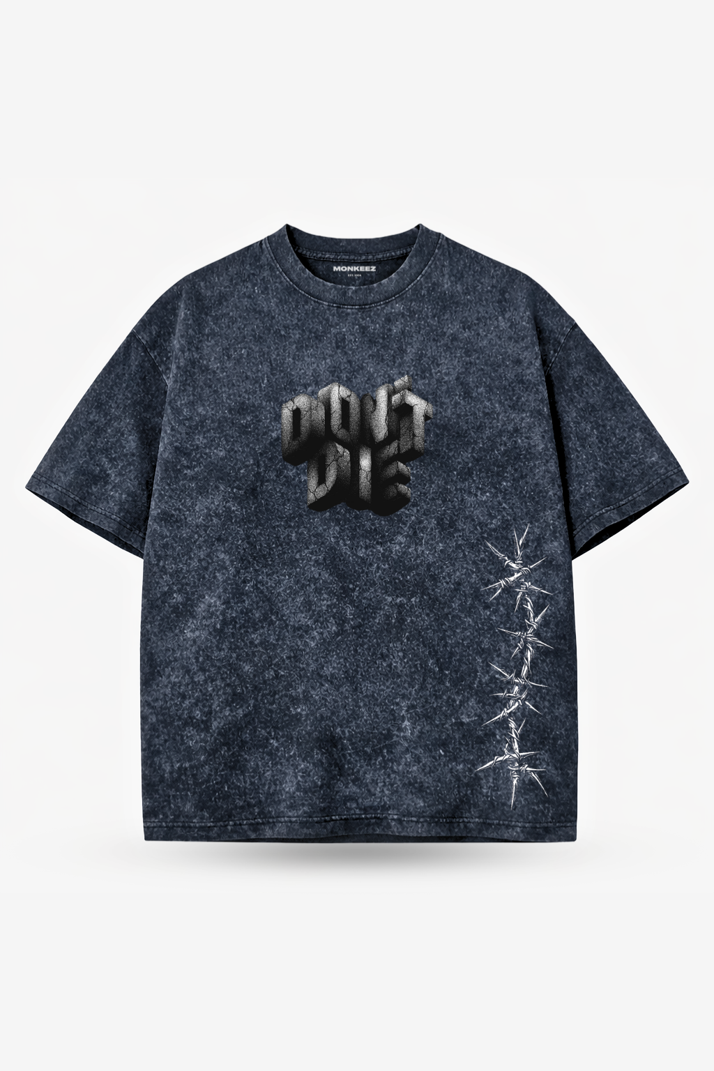 Acid Wash Dont Die Oversized Tee - Smoky Black - Unisex