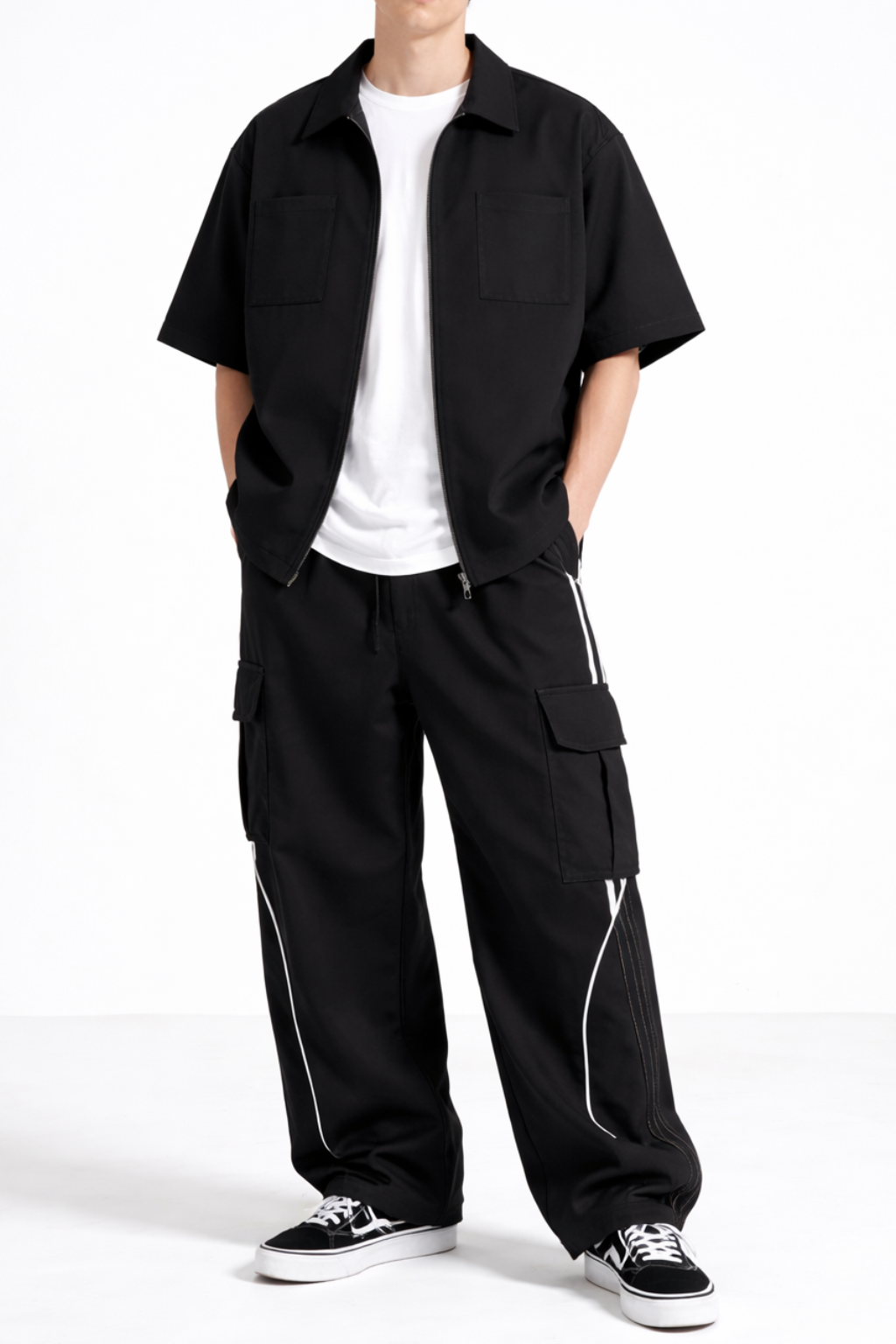Co-Ord Set – Korean Minimalist Shirt × Driftline Cargo Track Pant (Unisex)