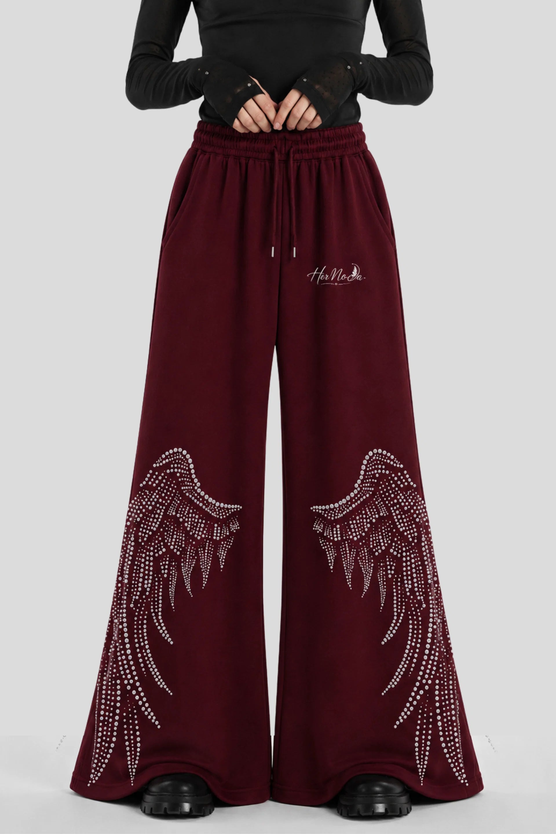 ANGEL WING FLARE HEM TROUSER | MAROON | HERMODA