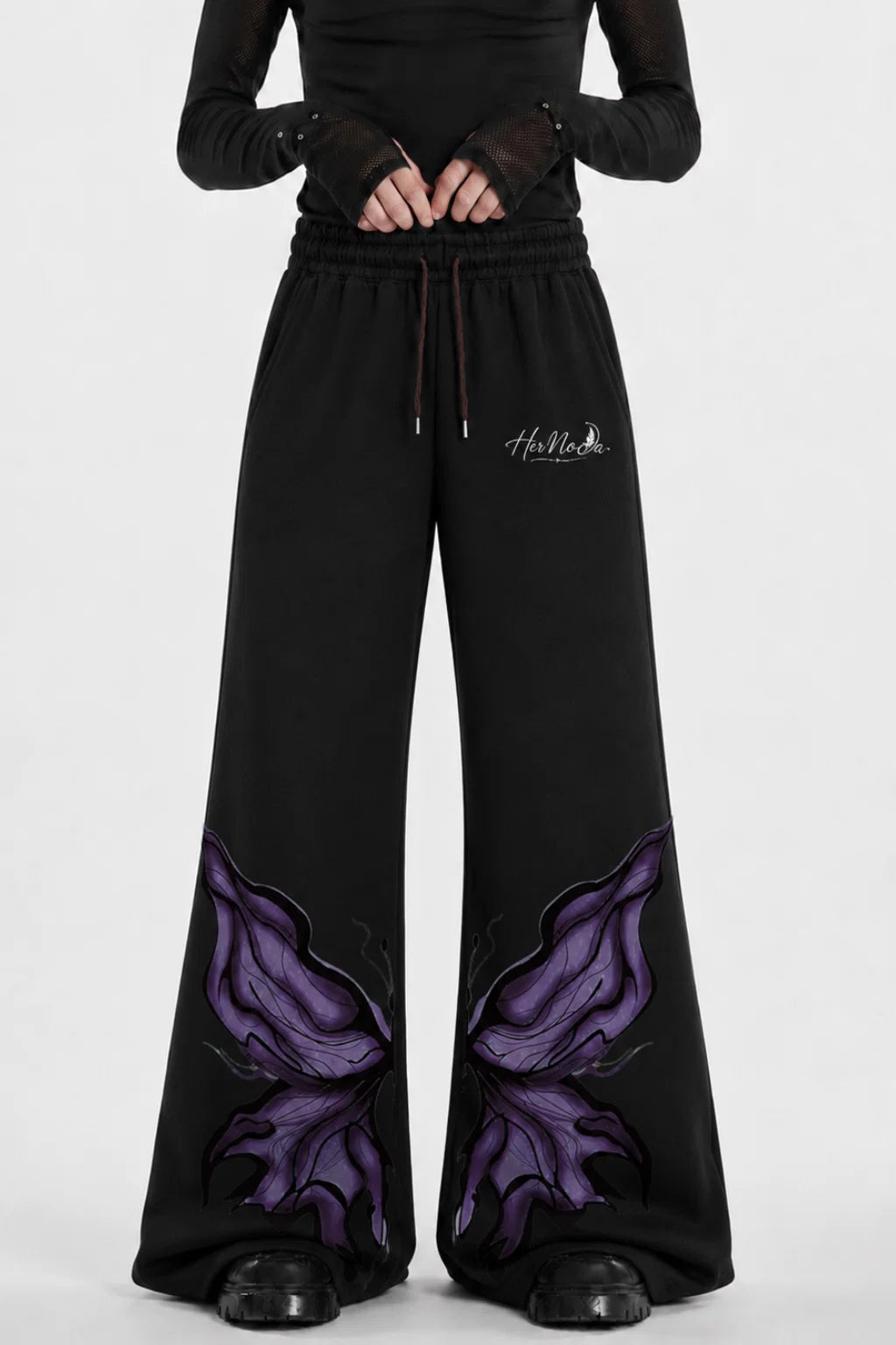 BUTTERFLY BLOOM FLARE HEM TROUSER | BLACK | HERMODA