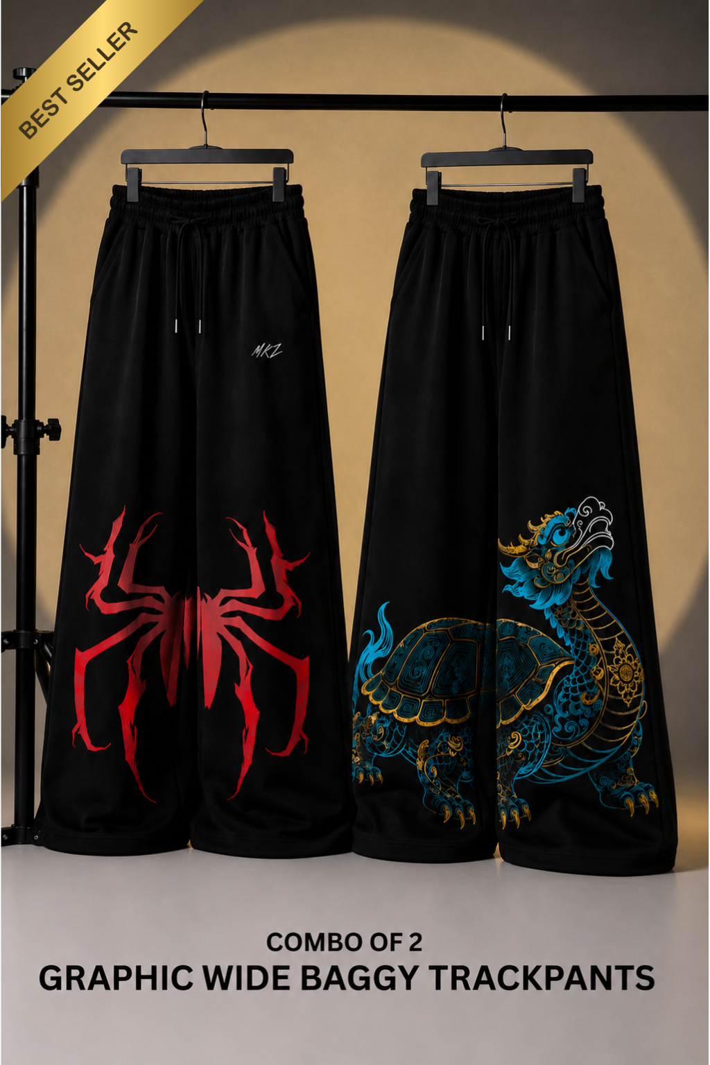 COMBO OF 2 REAPER & DRAGON IN SHELL GRAPHIC WIDE TROUSER | UNISEX