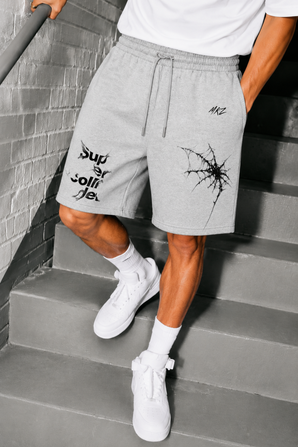 DARK MATTER GRAPHIC JERSEY SHORTS - HYDER GREY