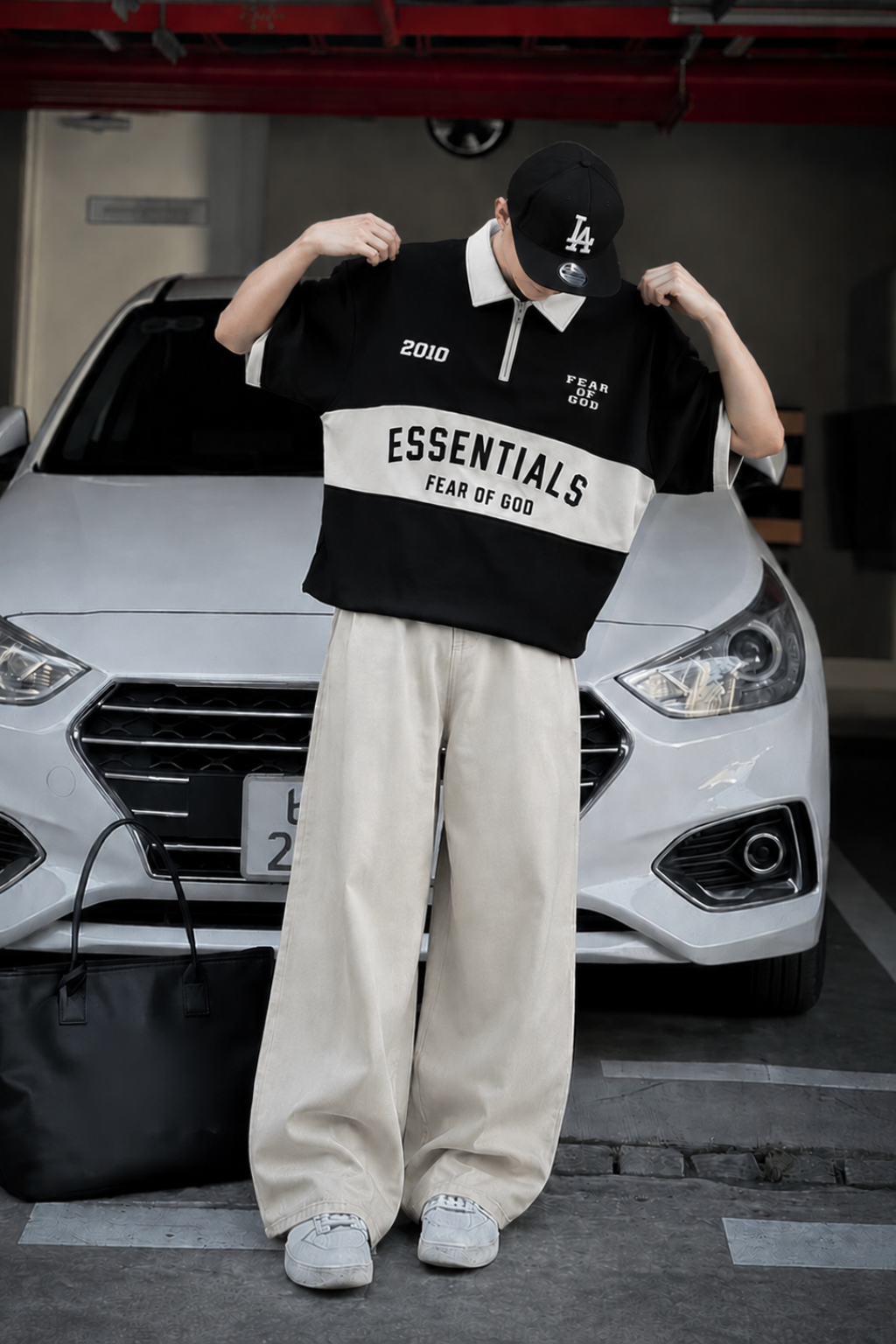 LEGACY VARSITY POLO TEE - BLACK - UNISEX