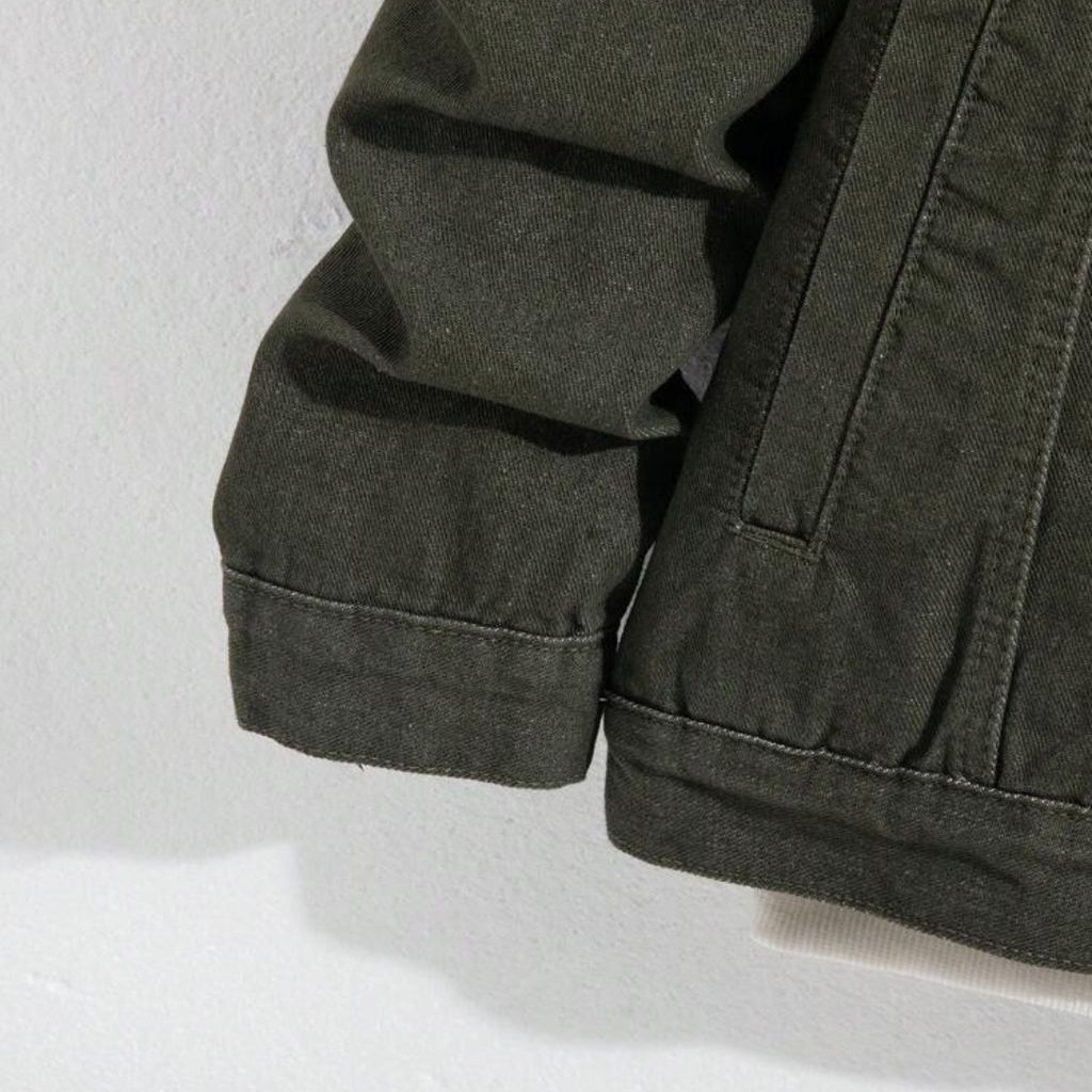BOTTLE GREEN DENIM JACKET - UNISEX