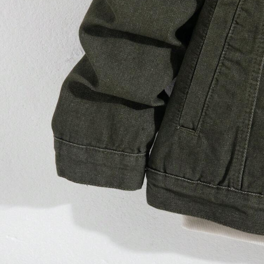 BOTTLE GREEN DENIM JACKET - UNISEX