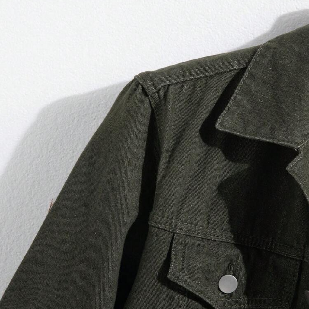 BOTTLE GREEN DENIM JACKET - UNISEX