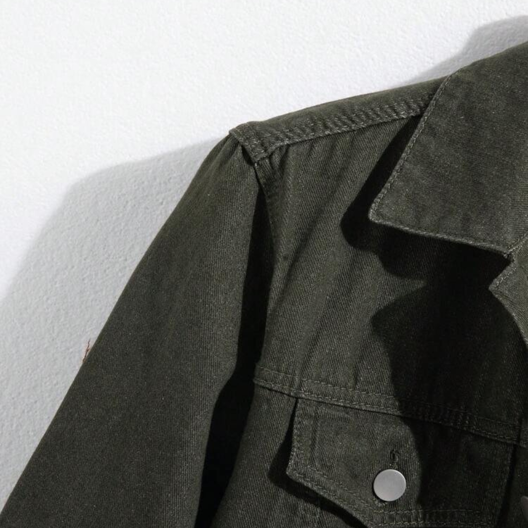 BOTTLE GREEN DENIM JACKET - UNISEX