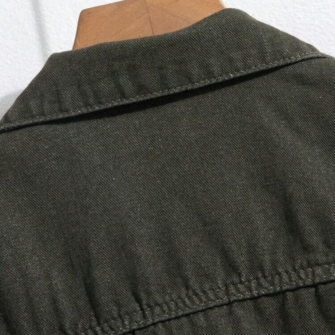 BOTTLE GREEN DENIM JACKET - UNISEX