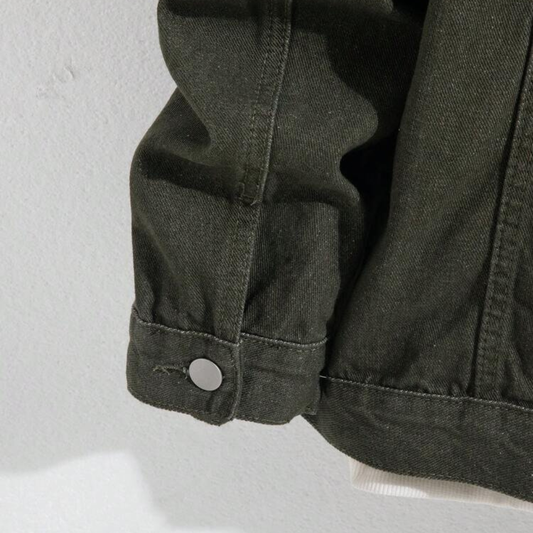 BOTTLE GREEN DENIM JACKET - UNISEX