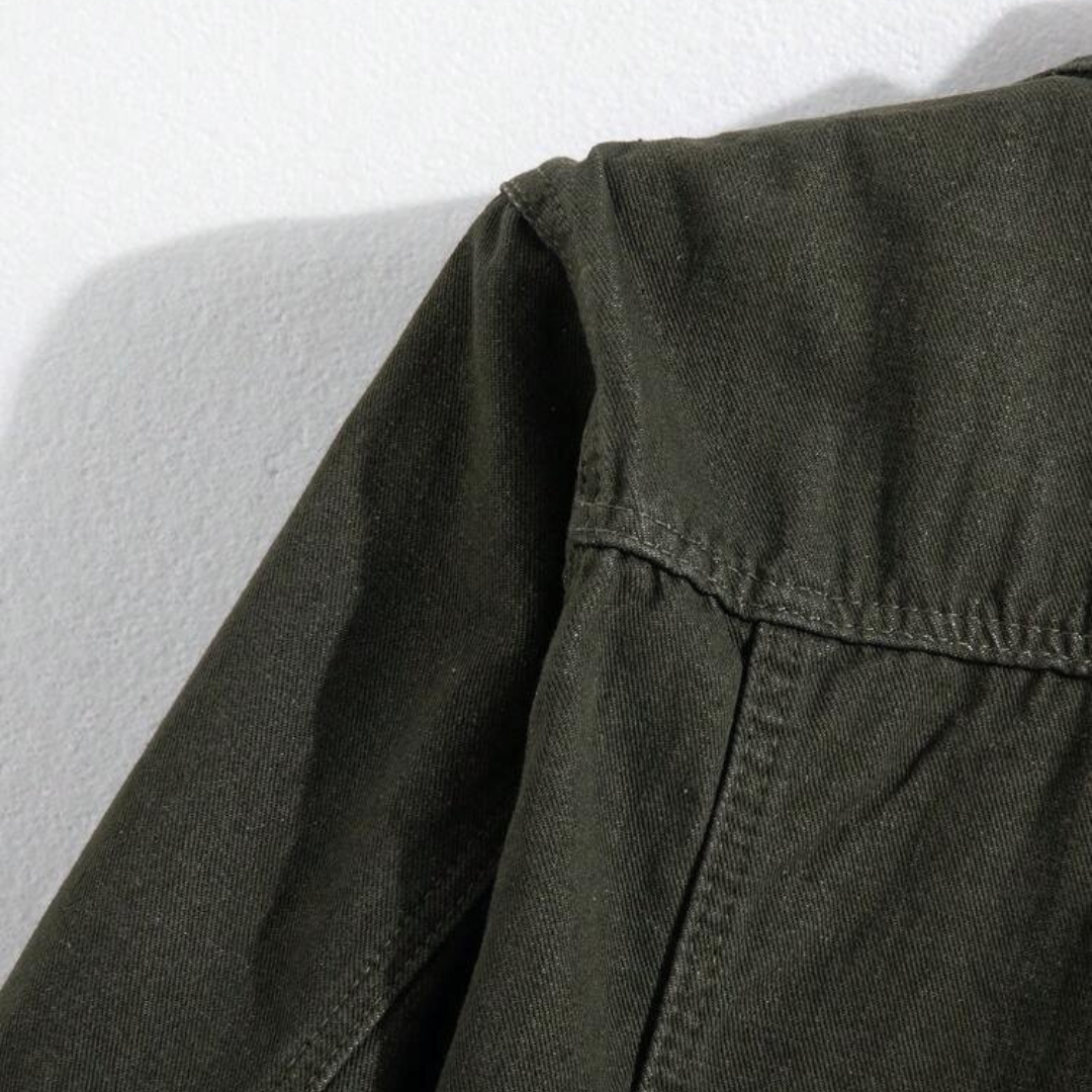BOTTLE GREEN DENIM JACKET - UNISEX