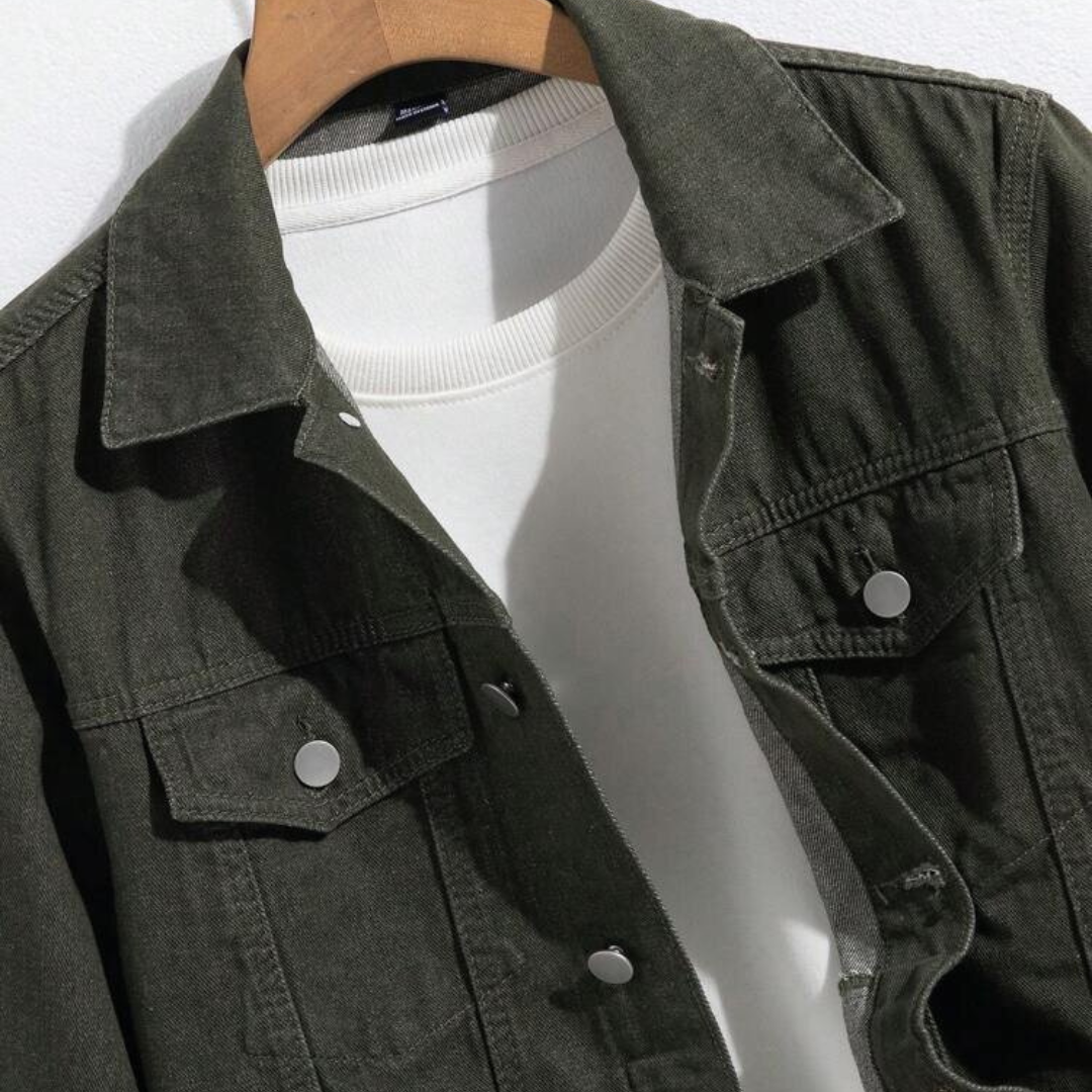 BOTTLE GREEN DENIM JACKET - UNISEX
