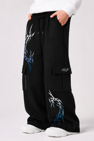 WIDE LEG CARGO TROUSER | ICE FLARE - BLACK | UNISEX