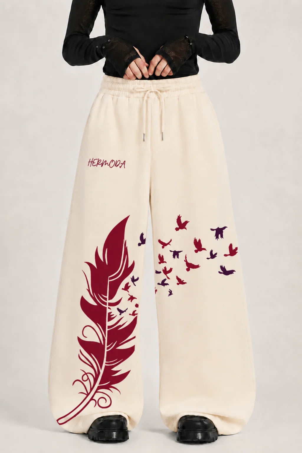 FREEDOM FEATHER BAGGY TROUSER | CREAM | HERMODA