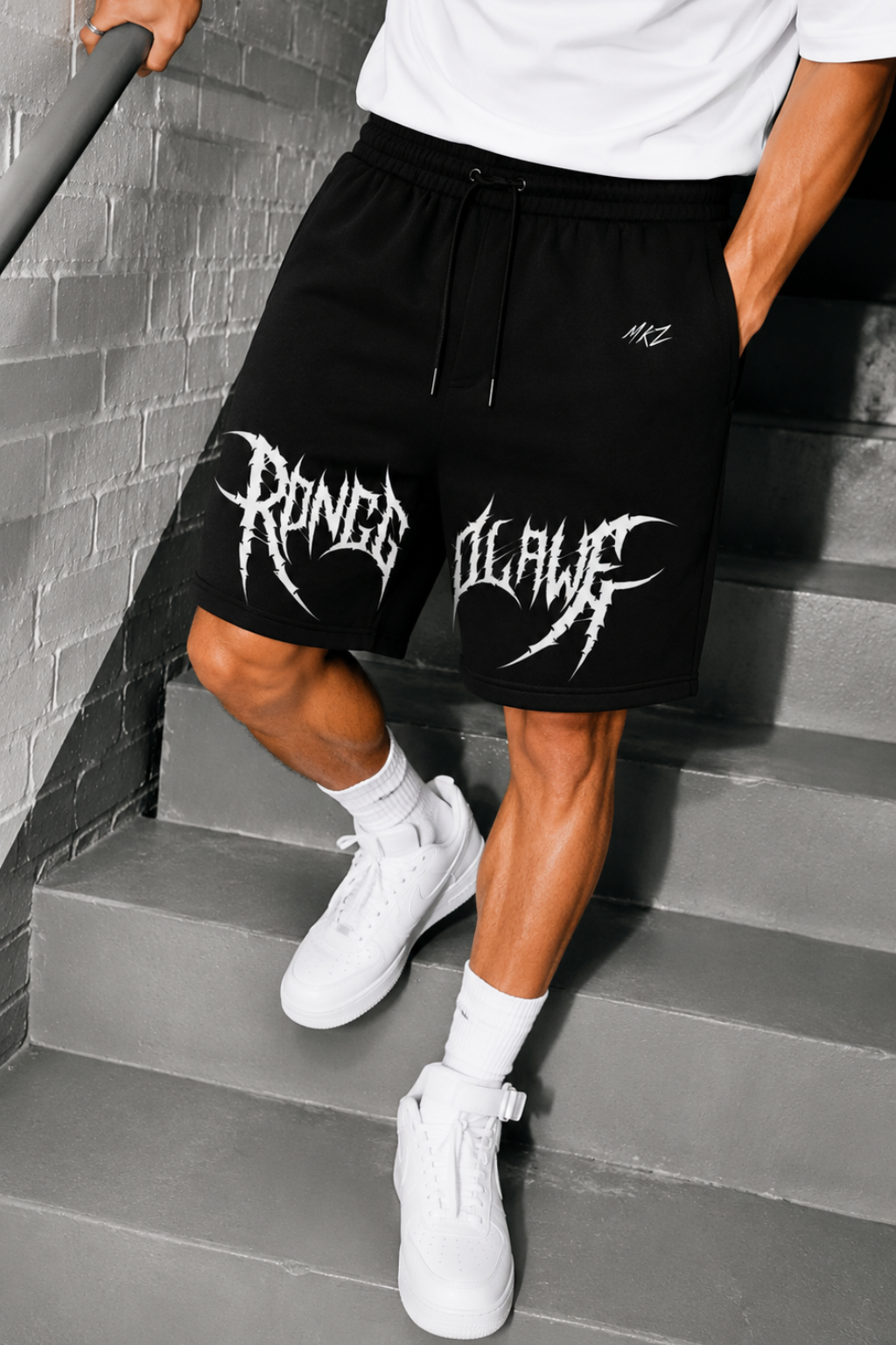 REVENGE CHAOS GRAPHIC JERSEY SHORTS - BLACK