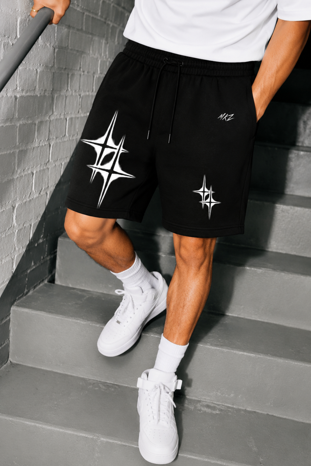 COSMIC CLUB GRAPHIC JERSEY SHORTS - BLACK