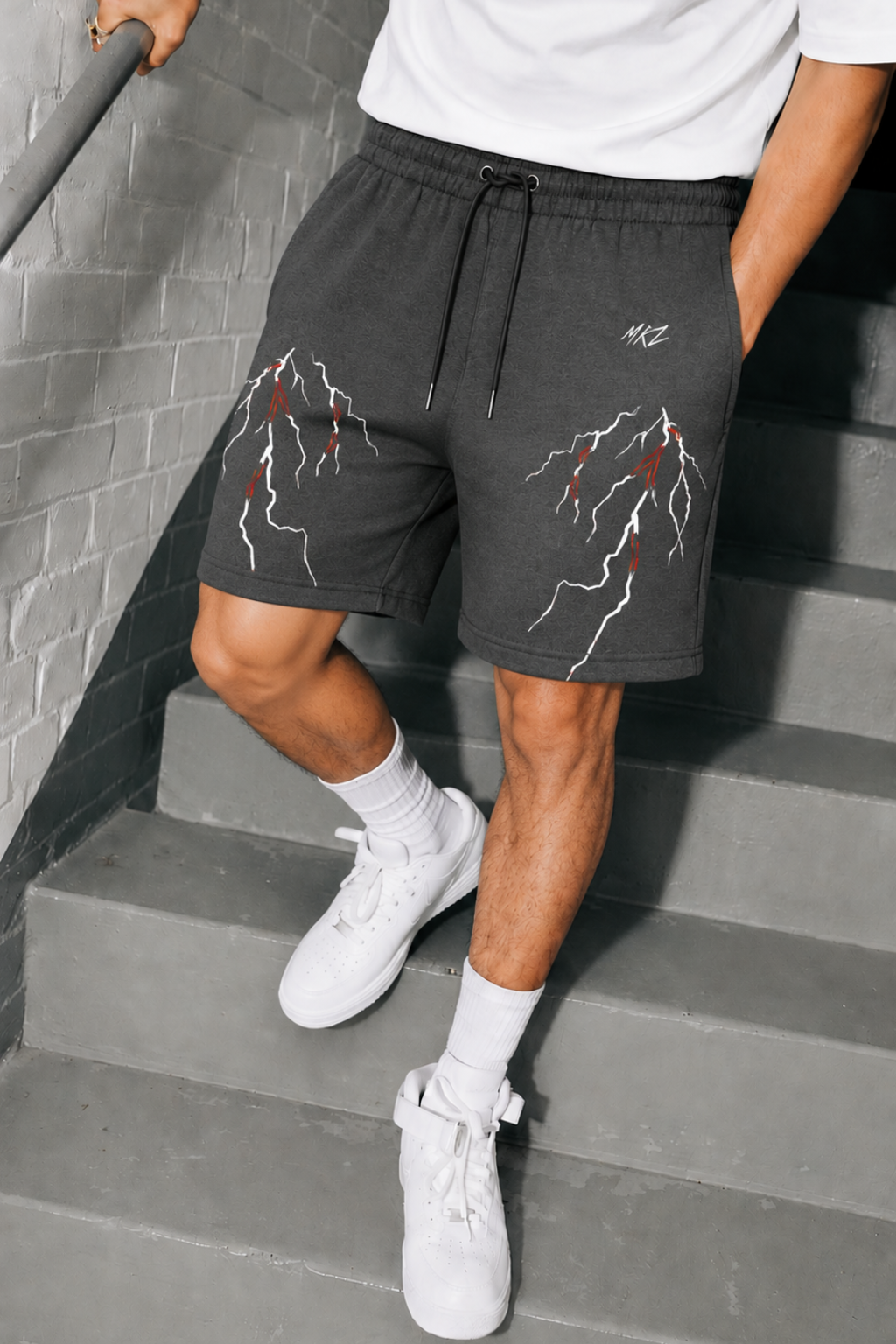 VESSELS GRAPHIC JERSEY SHORTS - CHARCOAL