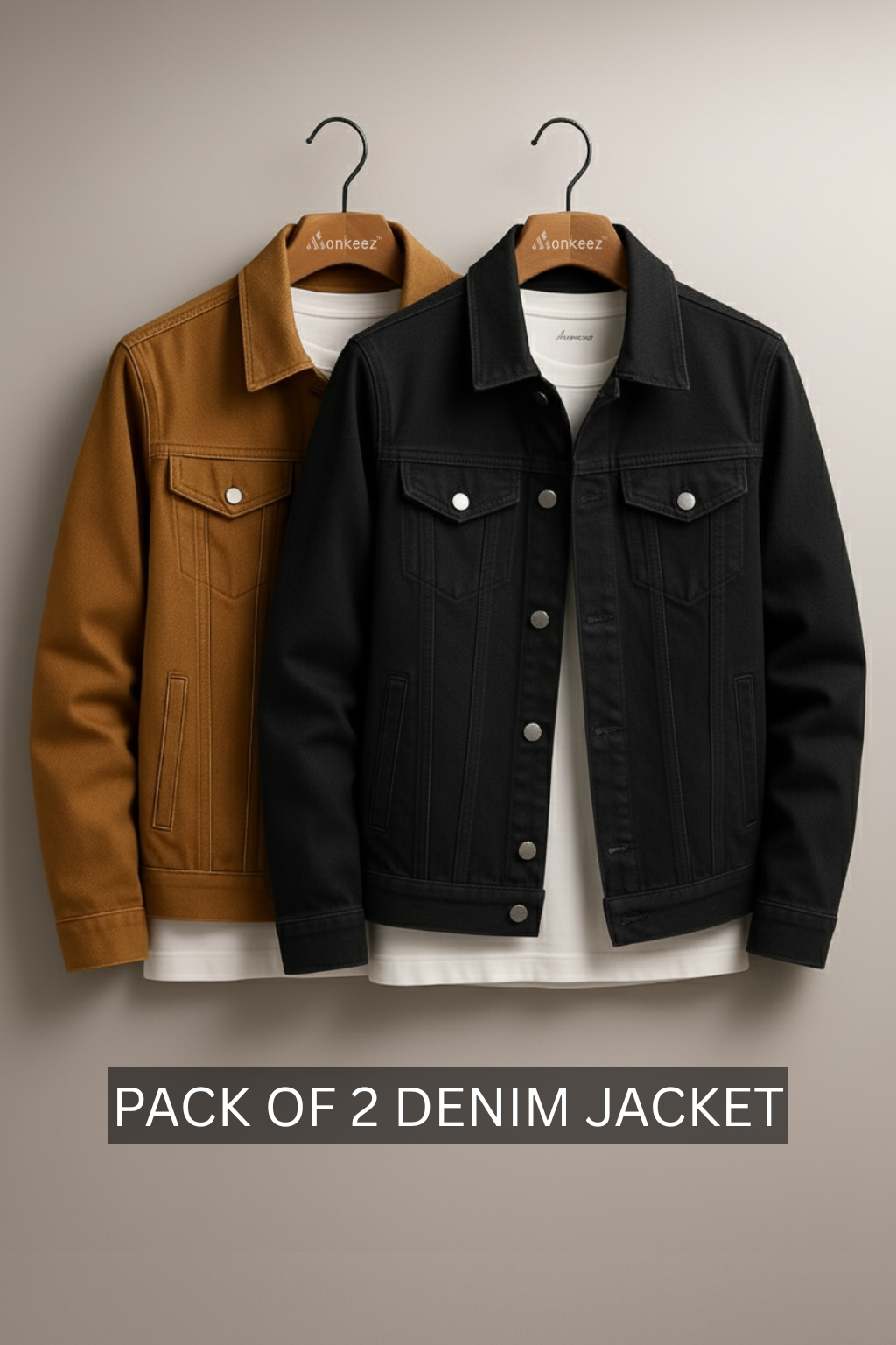 PACK OF 2 MUSTARD & BLACK DENIM JACKET - UNISEX