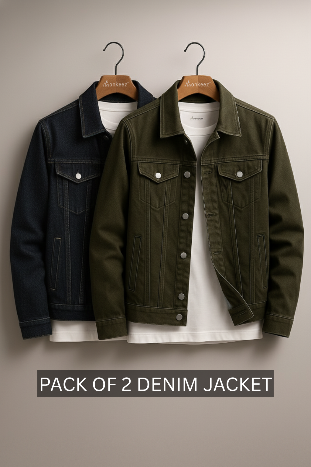 PACK OF 2 DARK BLUE & BOTTLE GREEN DENIM JACKET - UNISEX