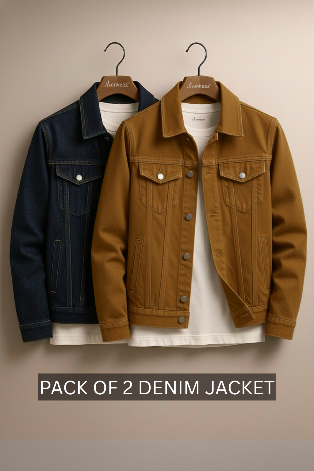 PACK OF 2 DARK BLUE & MUSTARD DENIM JACKET - UNISEX