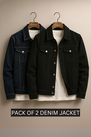 PACK OF 2 BLACK & DARK BLUE DENIM JACKET - UNISEX