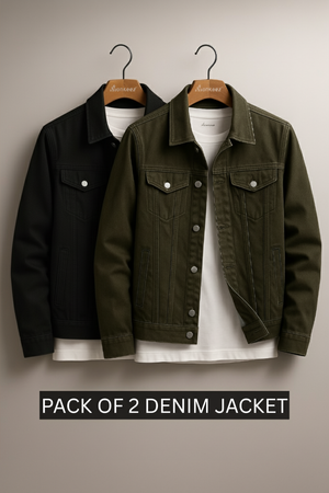PACK OF 2 BOTTLE GREEN & BLACK DENIM JACKET - UNISEX