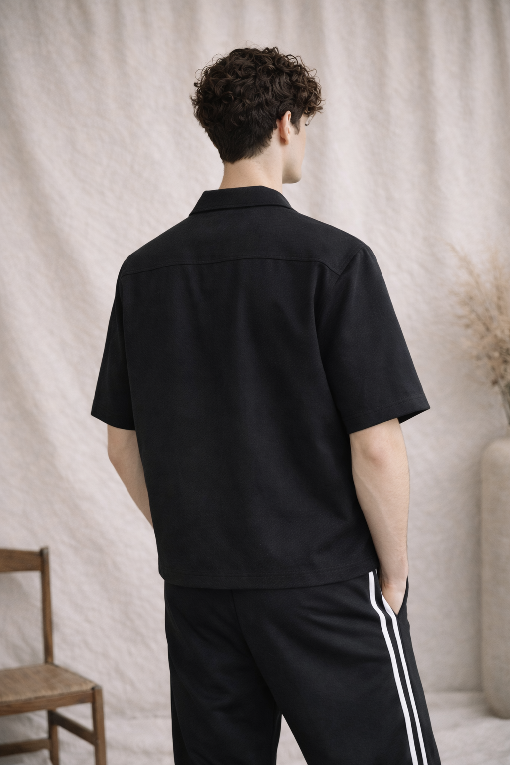 Co-Ord Set – Korean Minimalist Shirt × Plain Cargo Wide Bottom Track Pant (Unisex)