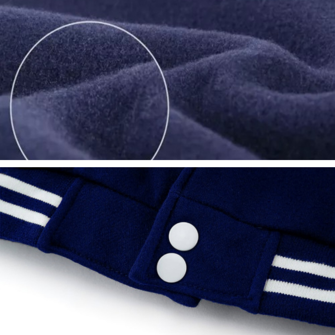 DARK BLUE BASEBALL VARSITY JACKET - UNISEX