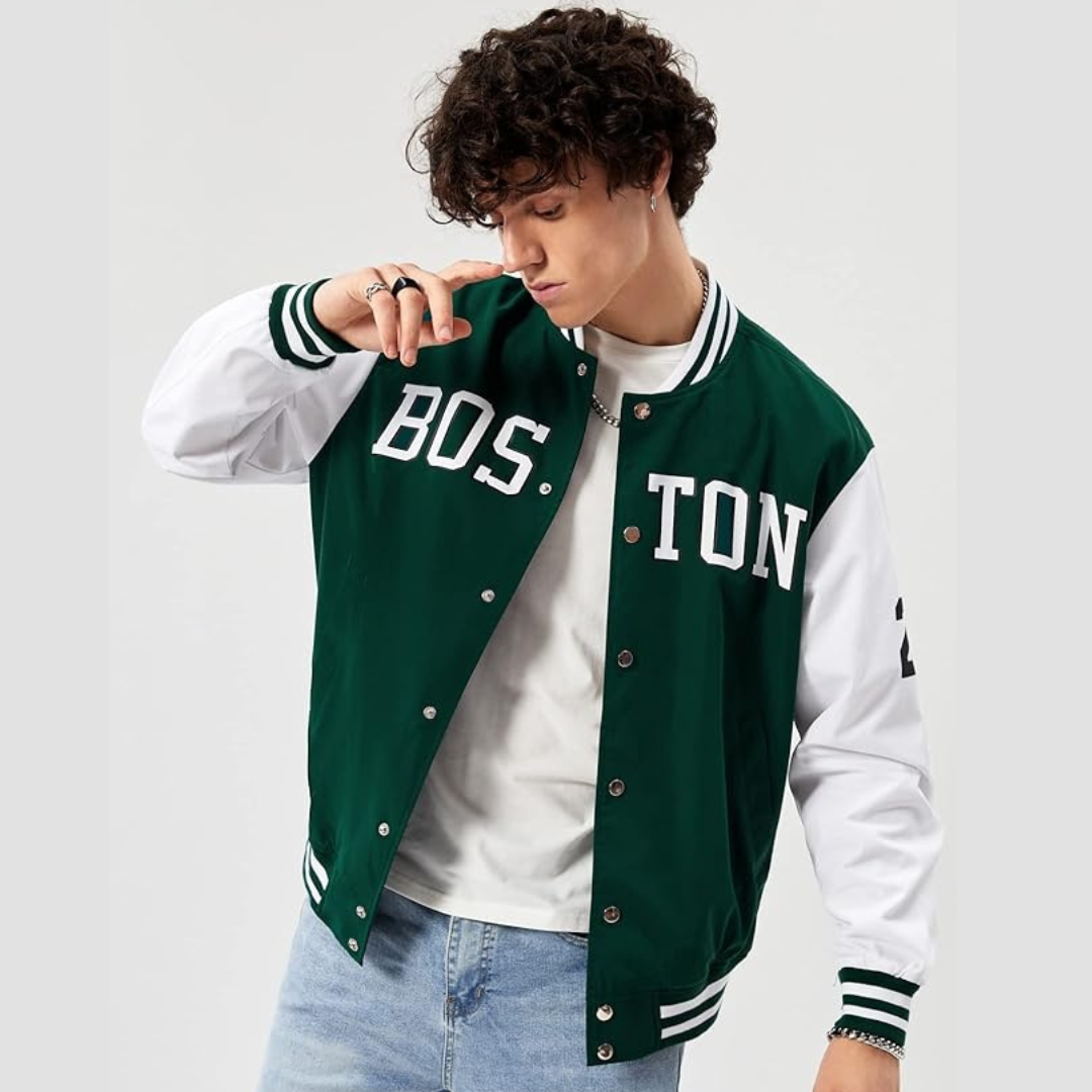 GREEN BOSTON VARSITY JACKET