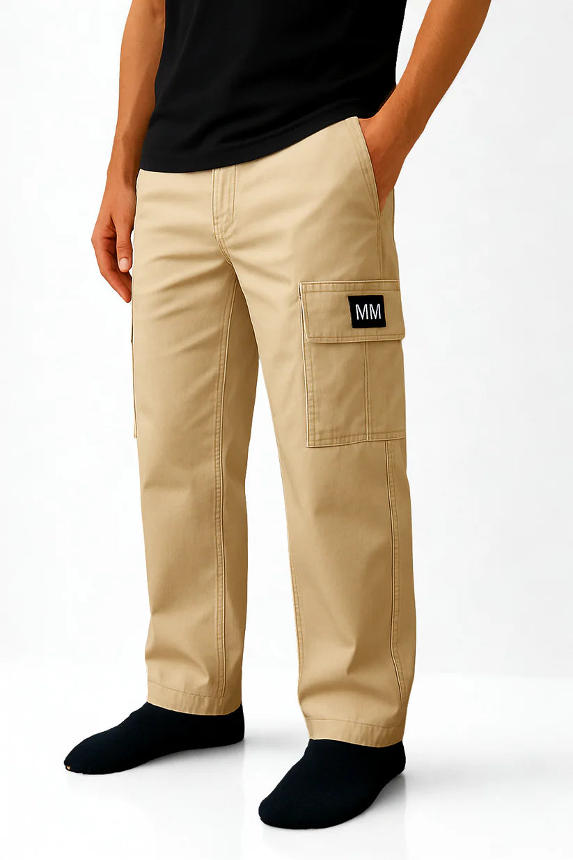 Off White Baggy Fit Cotton Cargo Trouser - Unisex